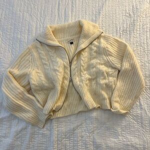 Universal Thread Cream Cable Zip Sweater XXL